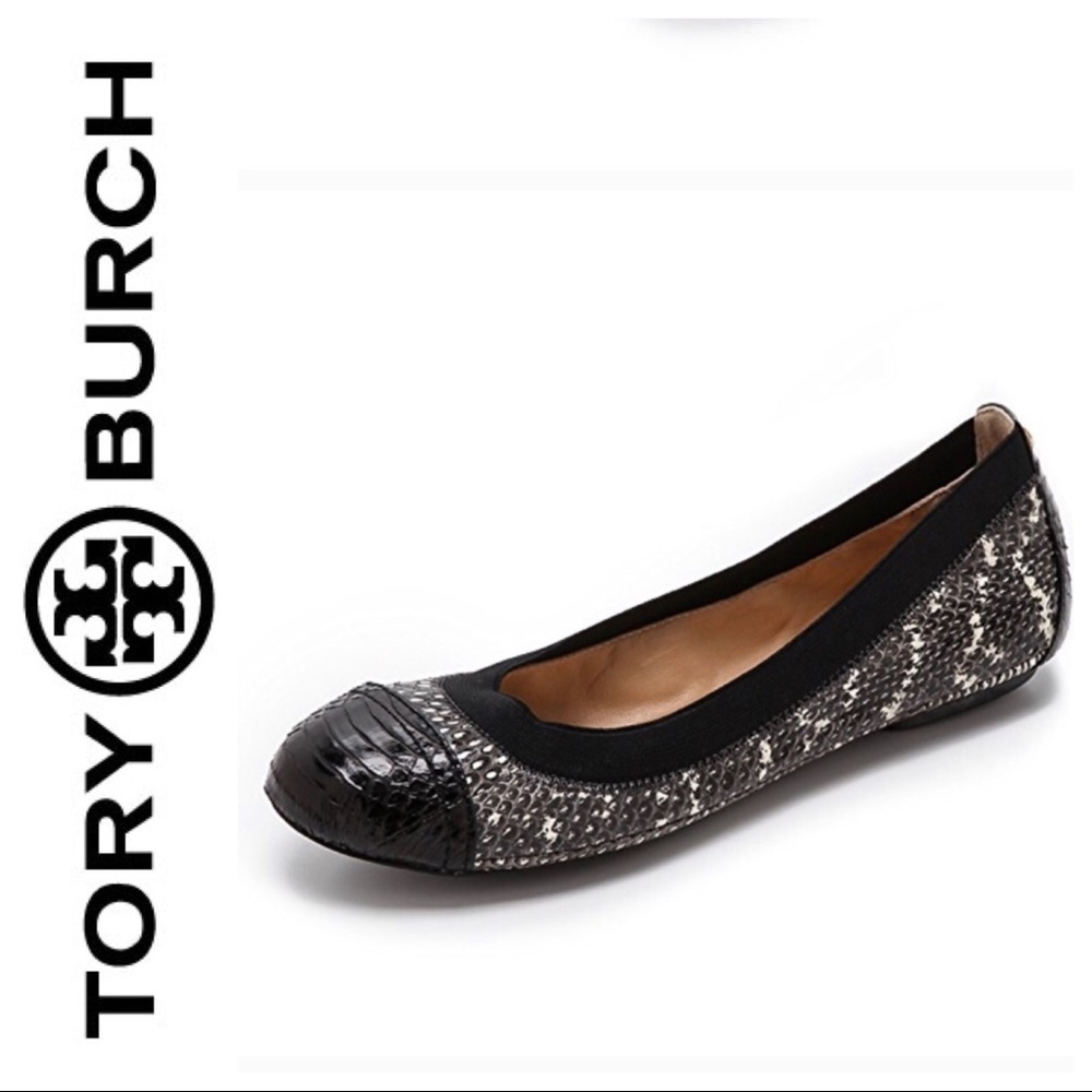 Tory Burch Lisa Snakeskin Flats